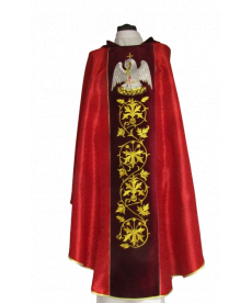 Ornat haftowany czerwony, adamaszek - ornament (2)