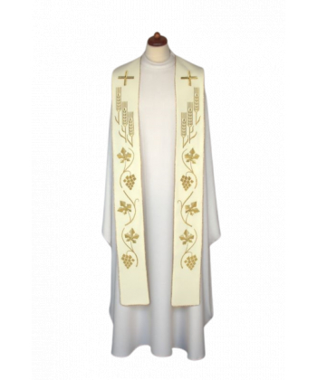 Stuła haftowana do koncelebry - kolory liturgiczne, bogaty haft (1)
