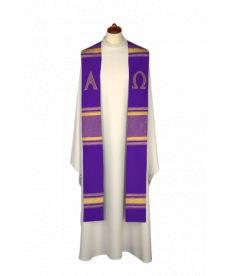 Stuła haftowana Alfa i Omega - kolory liturgiczne