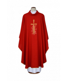 Ornat czerwony haftowany - krzyż, winogrona (17)