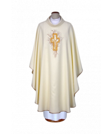 Ornat haftowany ecru - krzyż (10)