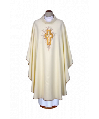 Ornat haftowany ecru - krzyż (10)