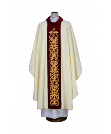 Ornat ecru haftowany - krzyż, ornament (19)