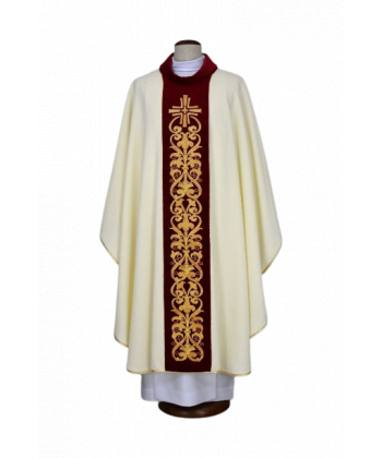 Ornat ecru haftowany - krzyż, ornament (19)