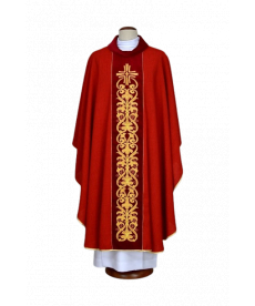 Ornat czerwony haftowany - krzyż, ornament (19)