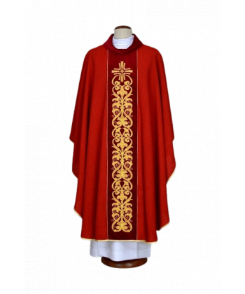 Ornat czerwony haftowany - krzyż, ornament (19)