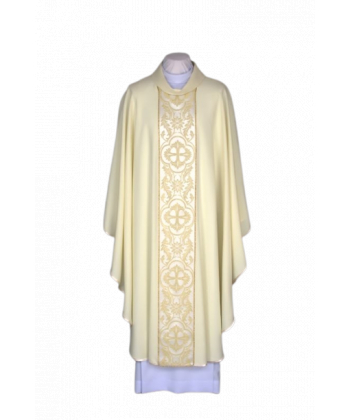 Ornat ecru haftowany - tkany pas (25)
