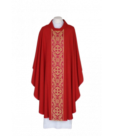 Ornat czerwony haftowany - tkany pas (25)