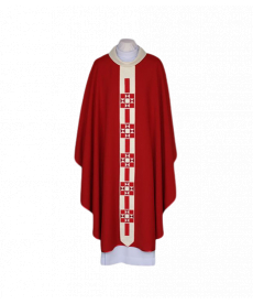 Ornat haftowany czerwony, wąski, nowoczesny pas (45)