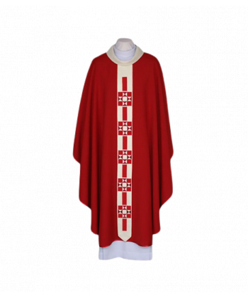 Ornat haftowany czerwony, wąski, nowoczesny pas (45)