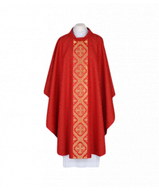 Ornat haftowany czerwony - tkany, elegancki pas (53)