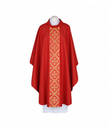 Ornat haftowany czerwony - tkany, elegancki pas (53)