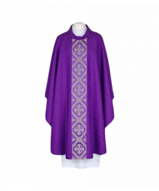 Ornat haftowany fioletowy - tkany, elegancki pas