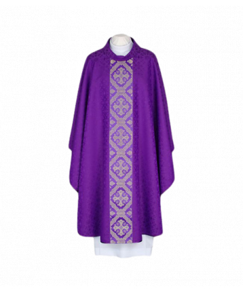 Ornat haftowany fioletowy - tkany, elegancki pas