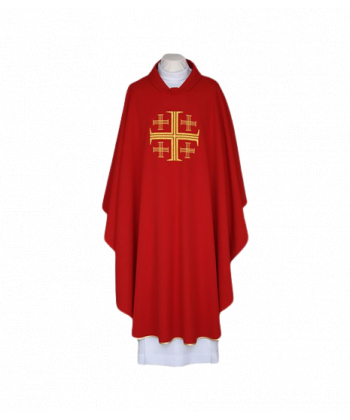 Ornat haftowany czerwony - Krzyż Jerozolimski (86)