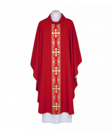 Ornat czerwony z ozdobnym tkanym pasem (89)