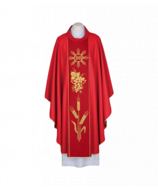 Ornat czerwony IHS - tkany ozdobny pas (93)