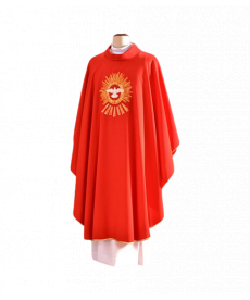 Ornat czerwony z symboliką Ducha Świętego - pas haftowany (98)