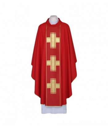 Ornat czerwony, pas tkany - Krzyże (101)