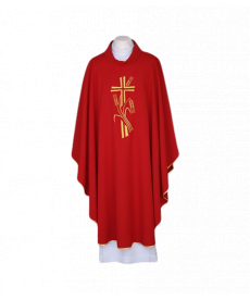 Ornat czerwony, pas haftowany - Krzyż, kłosy (118)