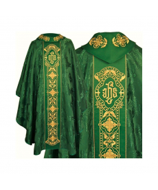 Ornat gotycki, materiał żakard, zielony (67)