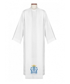 Alba kapłańska haftowany emblemat maryjny