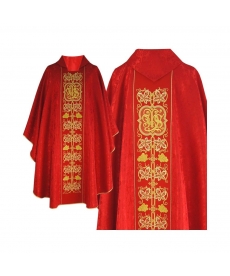Ornat gotycki czerwony haftowany - tkanina żakard (53)