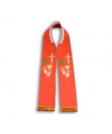 Stuła kapłańska haftowana - czerwona (10)