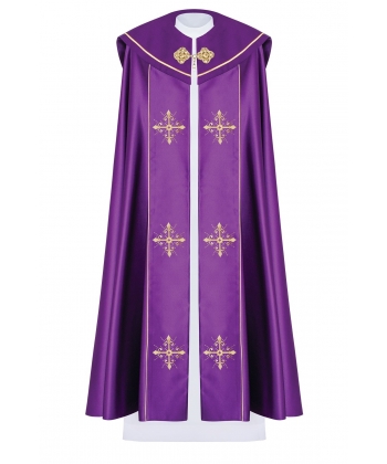 Kapa liturgiczna haftowana Krzyż - fioletowa (40)