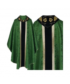 Ornat gotycki zielony haftowany kołnierz - tkanina gładka (48)