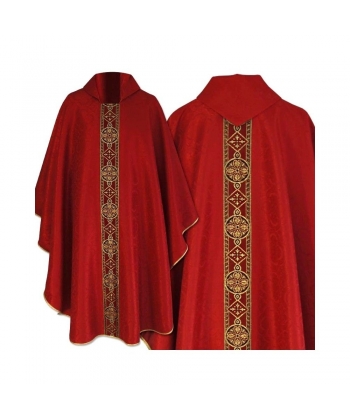 Ornat semi gotycki czerwony - tkanina żakard (70)