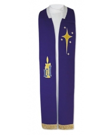 Stuła haftowana fioletowa - Adwent (stuła adwentowa)