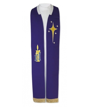 Stuła haftowana fioletowa - Adwent (stuła adwentowa)