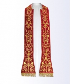 Stuła czerwona z motywem eucharystycznym - 130 cm