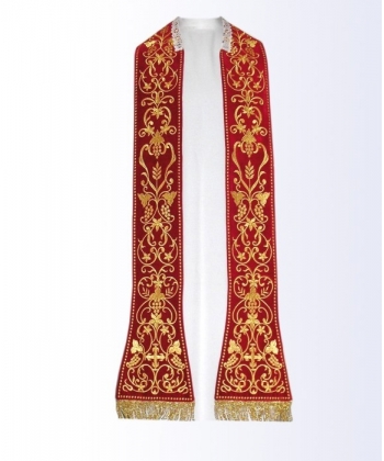 Stuła czerwona z motywem eucharystycznym - 130 cm
