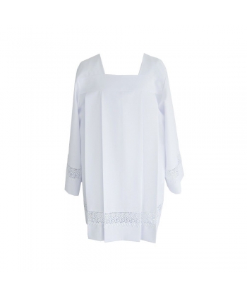 Komża kapłańska biała z gipiurą, zakładki
