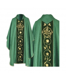 Ornat gotycki zielony haftowany - pas aksamit (42)