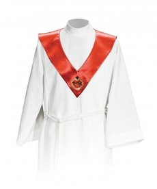 Szkaplerz ministrancki - czerwony Serce w koronie (kolory liturgiczne)