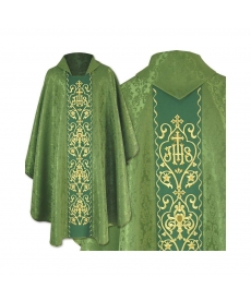 Ornat gotycki zielony haftowany - tkanina żakard (41)