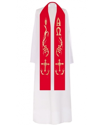 Stuła haftowana Alfa i Omega (2)