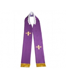 Stuła kapłańska haftowana - fioletowa (3)