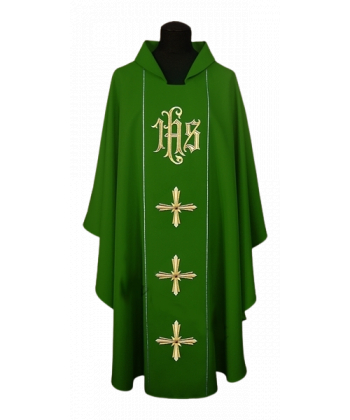 Ornat haftowany IHS + Krzyż - kolory liturgiczne