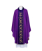 Ornat fioletowy haftowany, tkanina adamaszek - IHS (21)