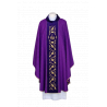 Ornat fioletowy haftowany, tkanina adamaszek - IHS (21)