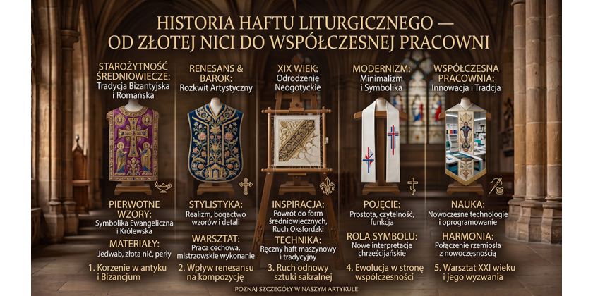 Historia haftu liturgicznego — od złotej nici do współczesnej pracowni