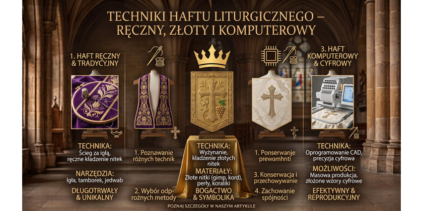 Techniki haftu liturgicznego — ręczny, złoty i komputerowy